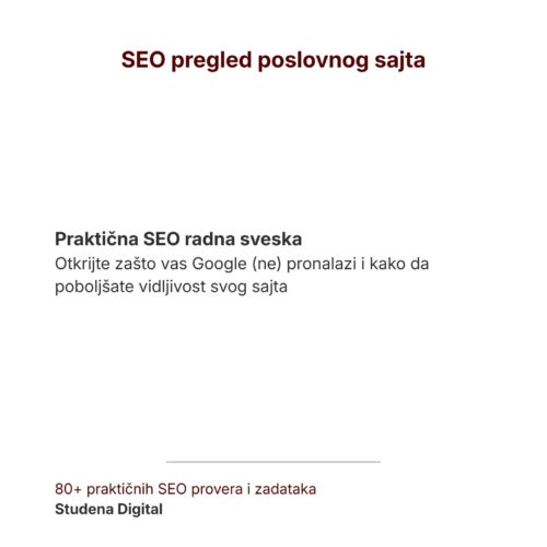 SEO pregled poslovnog sajta SEO pregled poslovnog sajta – Radna sveska