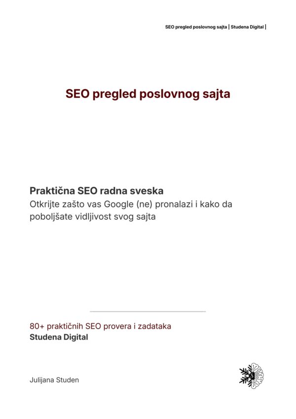 SEO pregled poslovnog sajta SEO pregled poslovnog sajta – Radna sveska