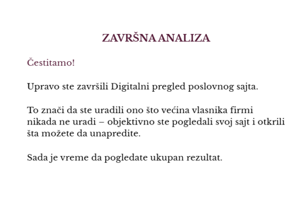 e7 Digitalni pregled poslovnog sajta